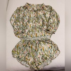 Anthropology silk pajama set
